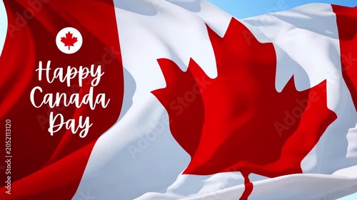 Happy Canada Day Greetings Video with Canadian Flag Waving