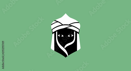 Fényképezés Stylized icon of person wearing traditional white turban