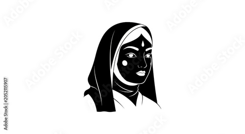Bild auf Leinwand Bold graphic silhouette of a woman in a headscarf