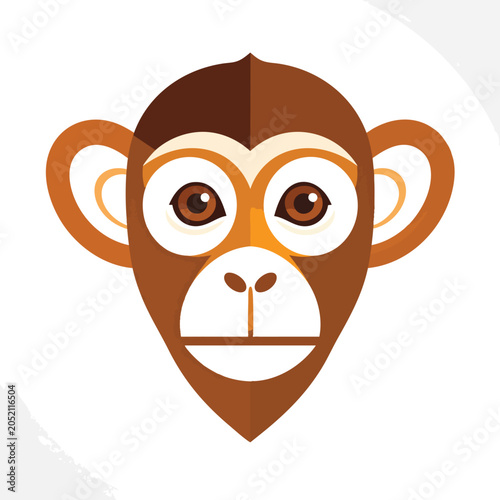 Minimalist vector illustration of a stylized brown monkey face icon.