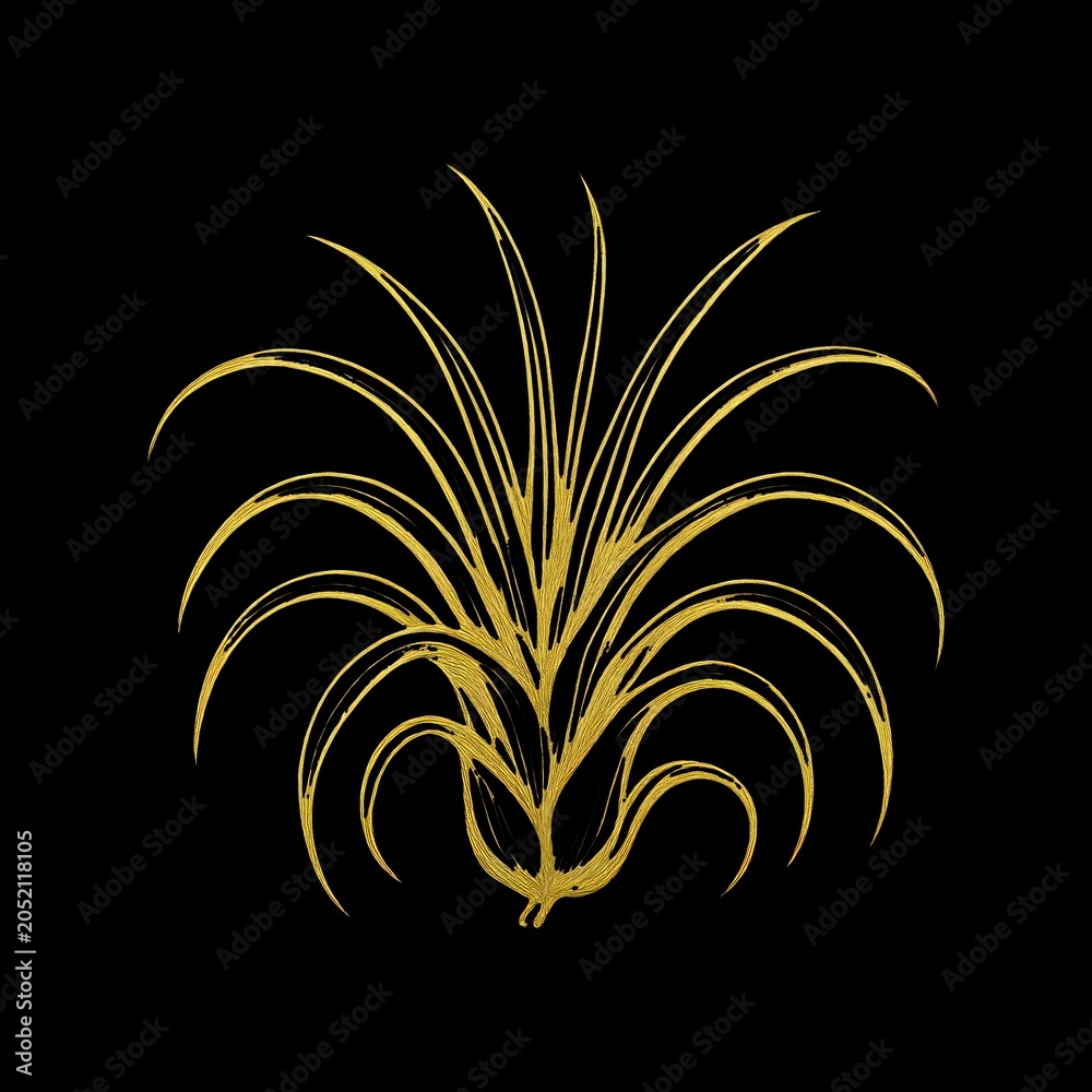 Obraz premium Golden abstract plant illustration.