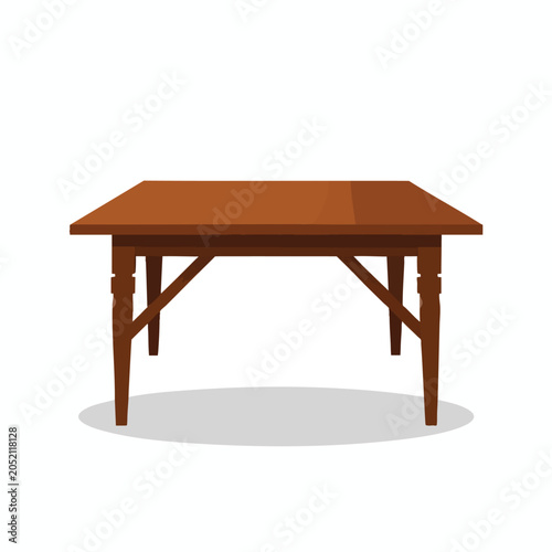 Wooden table with sturdy legs and flat top surface.