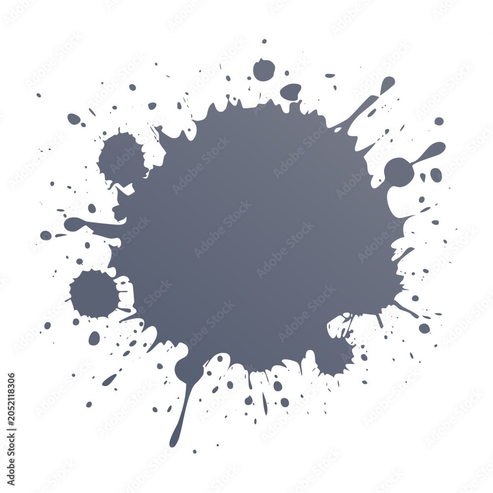 Fototapeta premium Gray ink splash splatter on transparent background