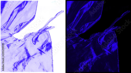 Quadro su tela Microscopic crystal structures in blue monochrome, abstract mineral formations u