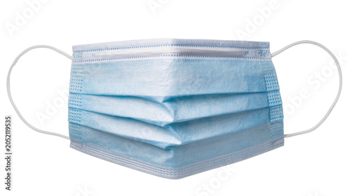 Blue disposable medical face mask with ear loops
