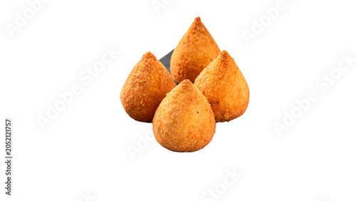 Bild auf Leinwand Group of traditional coxinhas fried chicken croquettes on a transparent backgrou