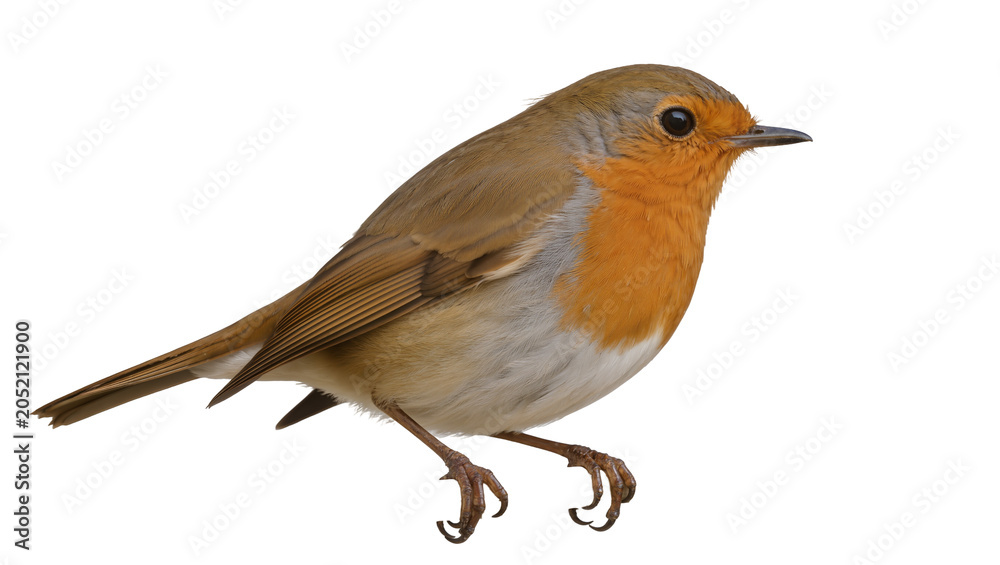 Fototapeta premium European Robin bird with orange breast and grey head