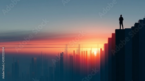 Financial Freedom and Investment Success Concept with Rising Stock Market Chart at Sunrise