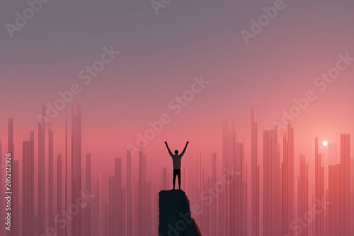 Financial Freedom and Investment Success Concept with Rising Stock Market Chart at Sunrise