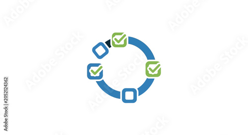 A Circular Logo With A Blue Background In The Center Of The Circle There