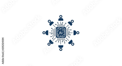 A Circular Logo With A Blue Background In The Center Of The Logo There Is Navy