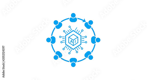 A Circular Logo With A Blue Color Scheme In The Center Of The Logo There