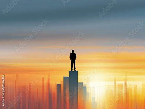 Financial Freedom and Investment Success Concept with Rising Stock Market Chart at Sunrise