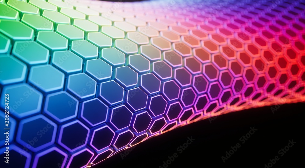 Fototapeta premium Colorful hexagonal pattern with gradient light effects