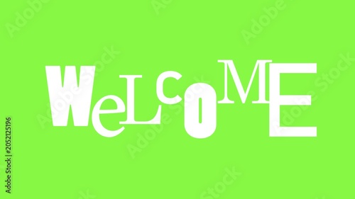 Welcome text in green inviting greeting background