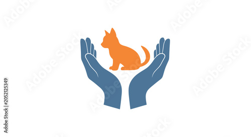 Quadro su tela Hands holding a small orange dog.