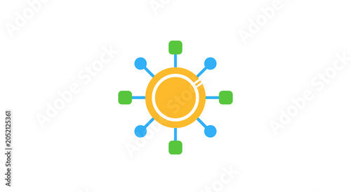 Photos A Graphic Design Of A Sun With A Yellow Center And Blue And Green Dots
