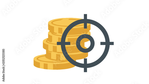 Fotografie Targeting financial goals with money coins.