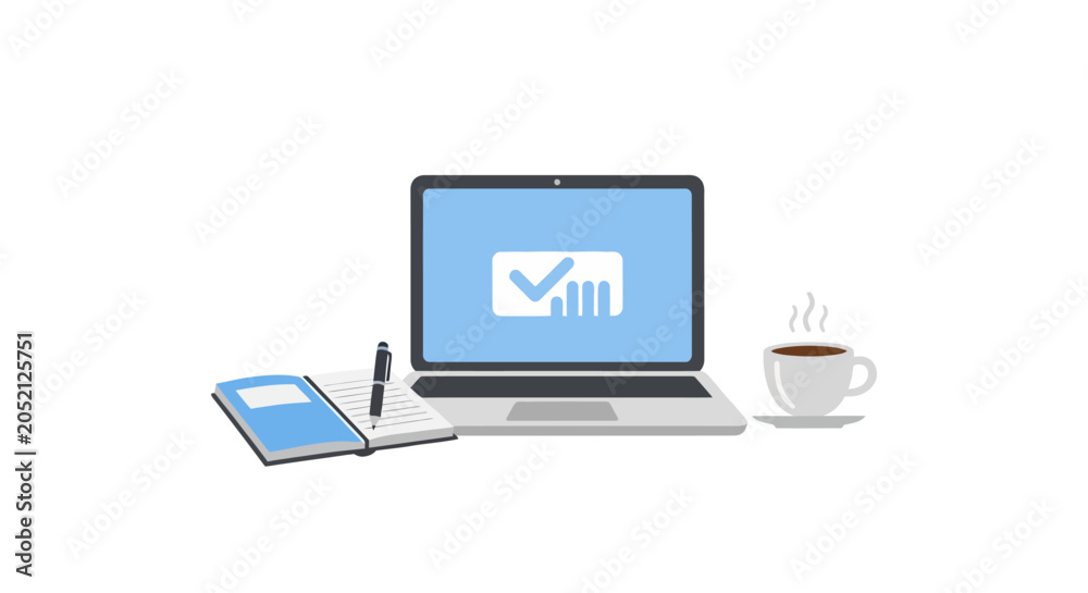 Fototapeta premium Laptop Computer with Business Graph Screen.