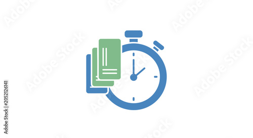 Stopwatch with money and papers.