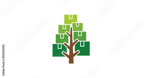 Stylized Tree Made of Green Blocks.