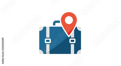 Suitcase with Location Pin Graphic Illustration.
