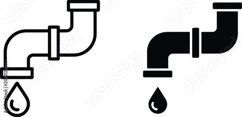 Plumbing pipes icon vector illustration isolated on white background for construction and repair services.