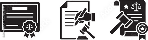 Fotografía Legal Certificate Fill Icon Set Collection.