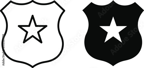 Cuadro en lienzo Police badge icon vector illustration isolated on white background for security and law enforcement services