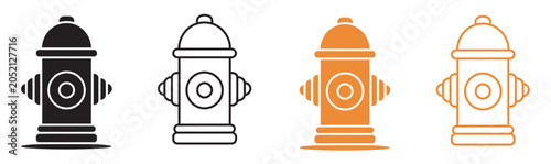Foto Fire hydrant icons set, colorful and line style variation collection, fire safet