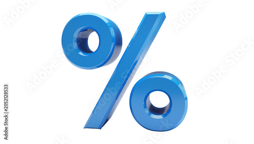 Cuadro en lienzo Glossy blue percent symbol 3D render