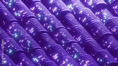 Futuristic 3D sci-fi cylinder shapes motion graphic background 4k seamless loop