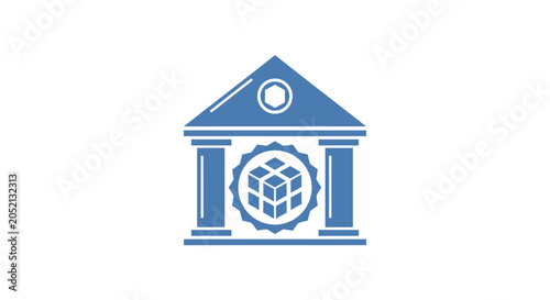 Konstfotografi Bank Building Icon With Columns.
