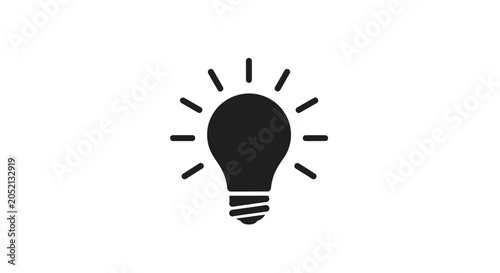 Photos Black Light Bulb Icon Symbol.