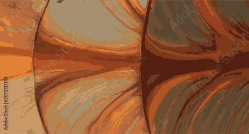 Abstract brown and orange fluid background with wavy layers. Luxury vector illustration of geometric liquid marble texture with chocolate, caramel and terracotta tones