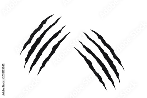 Bilde på lerret Claw scratch marks vector set with torn slash effect and aggressive grunge texture