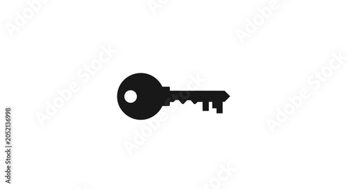 Quadro su tela A Black And White Silhouette Of A Key The Key Is In The Shape Of A Circle