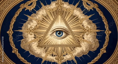 Canvas Print All seeing eye in triangle symbol 1.