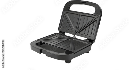Black Electric Sandwich Maker Toaster Product Shot isolated PNG with Transparent Background