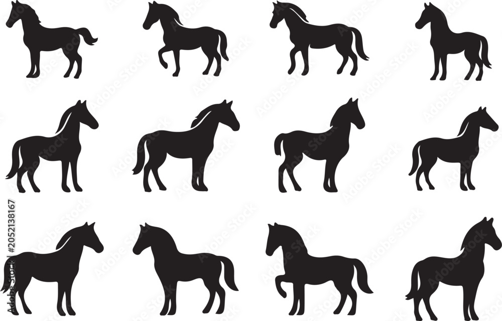 Obraz premium Set of horse silhouettes in different poses