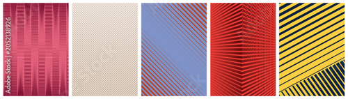Cuadro en lienzo Abstract geometric halftone covers set, minimal line patterns, modern gradient b