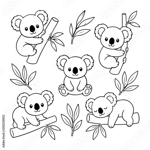 Photography Koala illustrations, cute cartoon koalas, koala coloring pages, animal clip art,