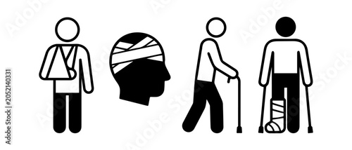 Quadro su tela Collection of injury and disability icons including arm sling bandaged head walk