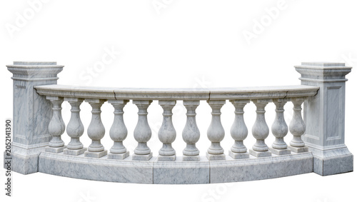 Schilderij op canvas Curved white marble balustrade with ornate balusters and square posts