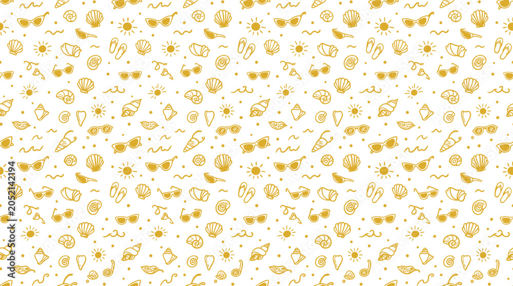 Obraz premium Summer beach vacation doodle pattern vector illustration