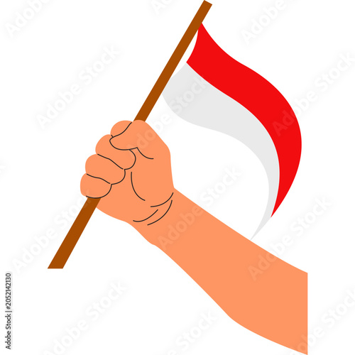 hand with indonesia flag