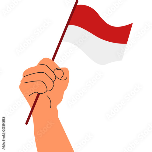 hand with indonesia flag