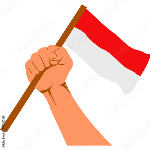 hand with indonesia flag