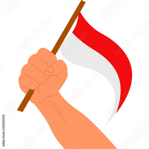 hand with indonesia flag