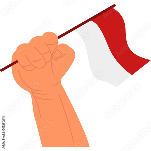 hand with indonesia flag